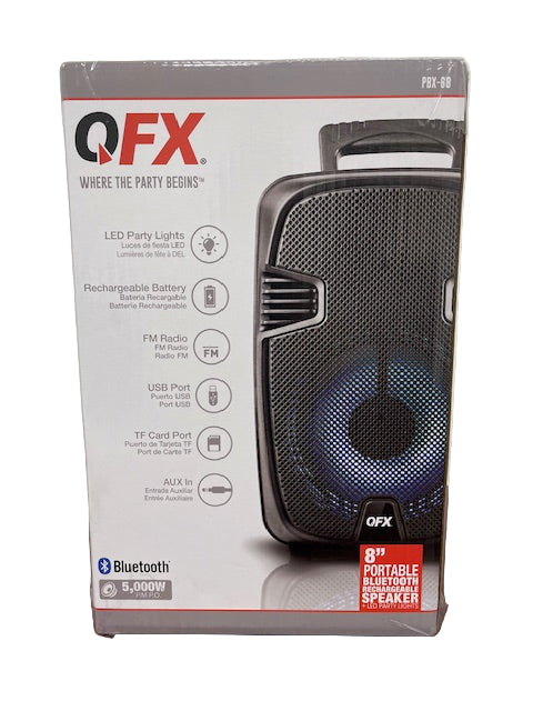 Wholesale-QFX PBX68 Bluetooth Speaker LMS Lights 8"-Bluetooth Speaker-Electro Vision Inc