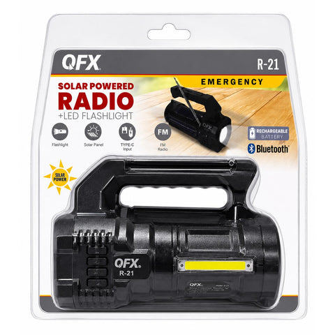 Wholesale-QFX R21 Bluetooth Radio with Solar & Flashlight-Bluetooth Radio-Electro Vision Inc