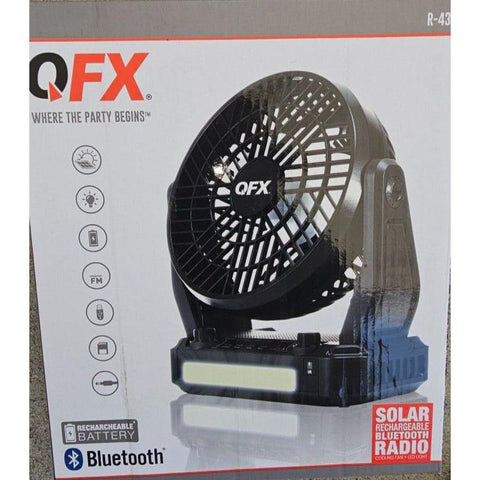 Wholesale-QFX R43 BT speaker with 6" fan, solar-Radios-Electro Vision Inc