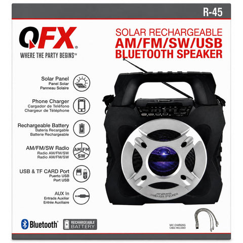 Wholesale-QFX R45 Solar Rechargeable 3-Band Radio-Radio-Electro Vision Inc