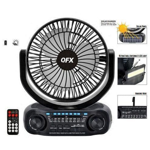 Wholesale-QFX R55 Solar 3-Bands Radio with 6" Fan-Electro Vision Inc
