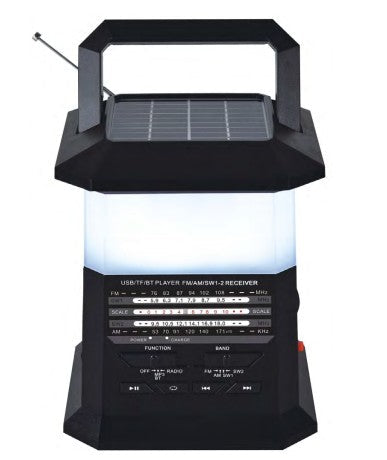Wholesale-QFX R81 Solar Rechargeable Camping Light/ 3-Band Radio-Electro Vision Inc