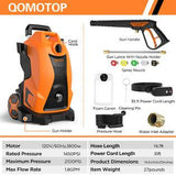Wholesale-Qomotop 2100-PSI Electric Pressure Washer with 5 Adjustable Nozzles-Pressure Washer-Electro Vision Inc
