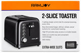 Ramjoy RT120BLK Toaster (2 Slice) - Black