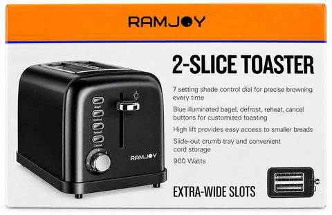 Ramjoy RT120BLK Toaster (2 Slice) - Black