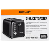 Wholesale-Ramjoy RT120BLK Toaster (2 Slice) - Black-Toaster-Electro Vision Inc