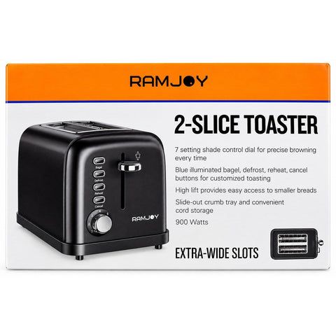Wholesale-Ramjoy RT120BLK Toaster (2 Slice) - Black-Toaster-Electro Vision Inc