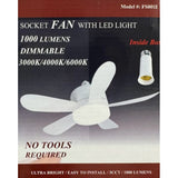 Wholesale-SF-FS001E - Socket Fan with LED Light 1000 Lumens Dimmable 3000K/4000K/6000K-LED Light-Electro Vision Inc