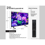Wholesale-Samsung UN85DU7200 SMART TV 85" - 4K-Electro Vision Inc