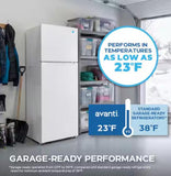 Avanti AVFF146DLJ0W Counter Depth Garage-Ready Top Freezer Refrigerator 14.6 Cu. Ft.