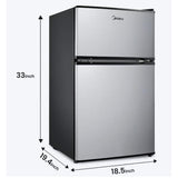 Wholesale-Midea MRM31D2BST Double Door Fridge 3.1 cu. ft. - Stainless Steel-Mini Refrigerator-Electro Vision Inc