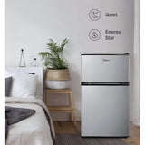 Wholesale-Midea MRM31D2BST Double Door Fridge 3.1 cu. ft. - Stainless Steel-Mini Refrigerator-Electro Vision Inc