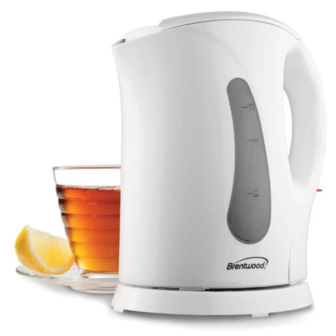 Wholesale-Brentwood KT-1610 Cordless 1L Electric Kettle - White-Electric Kettles-Electro Vision Inc