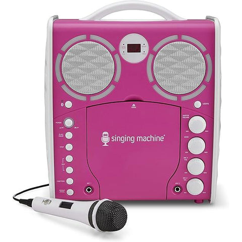Wholesale-Singing Machine SML418P Portable Karaoke With CD+G and Lights - Pink-Electro Vision Inc