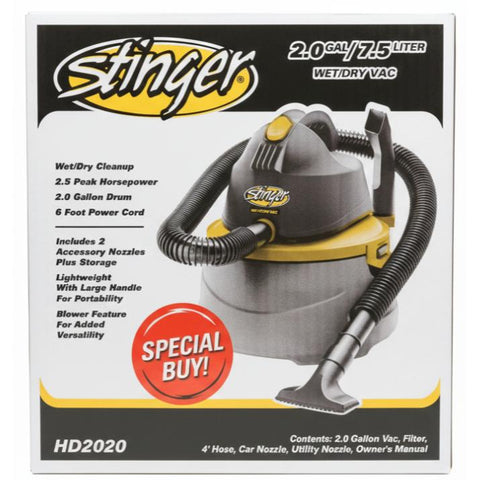 Wholesale-Stinger HD2020 HP Small Shop Vacuum Wet Dry Vacuum-Vacuum-Electro Vision Inc