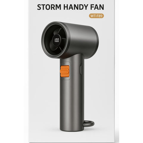 Wholesale-Storm WT-F89 Handy Fan – LED Display, Rechargeable 3000mAh, Portable Handheld Design-Electro Vision Inc