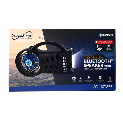 Wholesale-SuperSonic SC1073ERF Solar Powered FM Radio with Bluetooth Speaker-Radio-Electro Vision Inc
