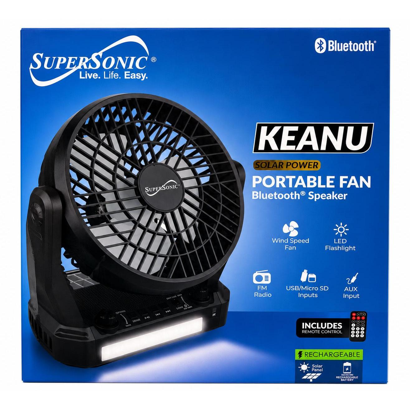 Wholesale-SuperSonic SC1076ERF Solar Powered Bluetooth Speaker-Fans-Electro Vision Inc