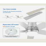 Wholesale-TCL HFS253JVBABSD Silver Flush Mount Celling Fan with Lights-Ceiling Fan Light-Electro Vision Inc