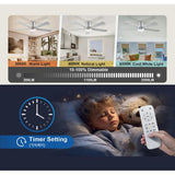 Wholesale-TCL HFS253JVBABSD Silver Flush Mount Celling Fan with Lights-Ceiling Fan Light-Electro Vision Inc