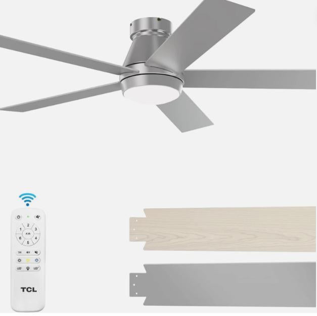 Wholesale-TCL HFS253JVBABSD Silver Flush Mount Celling Fan with Lights-Ceiling Fan Light-Electro Vision Inc