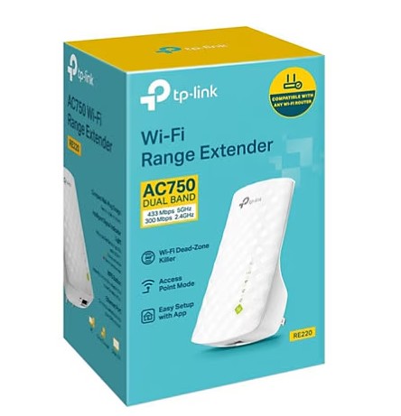 Wholesale-TP-Link RE220 WiFi Extender with Ethernet Port, Dual Band 5GHz/2.4GHz-Wifi Extender-Electro Vision Inc