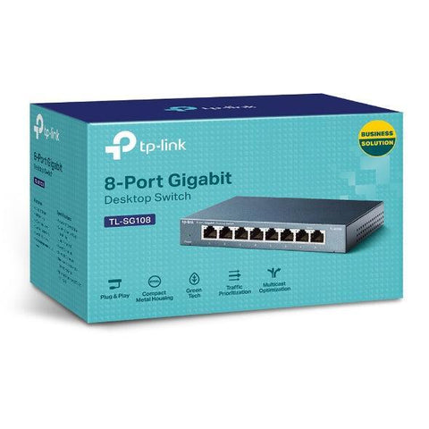 Wholesale-TP Link SG108 Desktop w/ 8-port, Gigabit Switch, 8 10/100/1000M RJ45ports-Gigabit-Electro Vision Inc