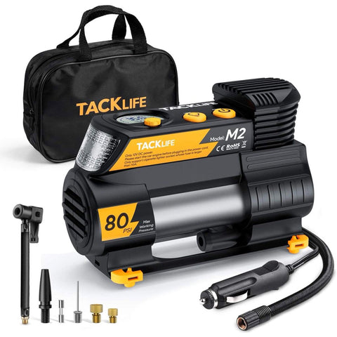 Wholesale-Tack Life M2 12V DC Digital Auto Tire Inflator, Yellow-Tire inflator-Electro Vision Inc