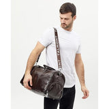 Wholesale-Talmont DuffleBag-BRN Gym Bag Men's Duffle Leather Bag, Brown 17.7 In-Electro Vision Inc