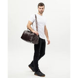 Wholesale-Talmont DuffleBag-BRN Gym Bag Men's Duffle Leather Bag, Brown 17.7 In-Electro Vision Inc
