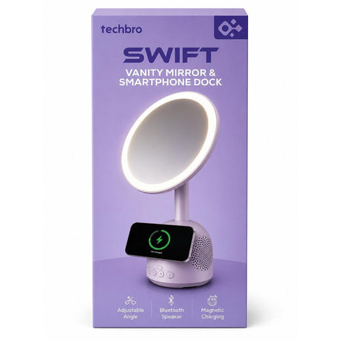 Wholesale-Techbro TBM1200 Swift Vanity Mirror and Smartphone Dock Bluetooth Speaker-Vanity Mirror-Electro Vision Inc