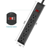 Wholesale-Tiffcofio ABP104 Power Strip 4 Feet with 6 Outlets - 2 Pack-Power Strip-Electro Vision Inc