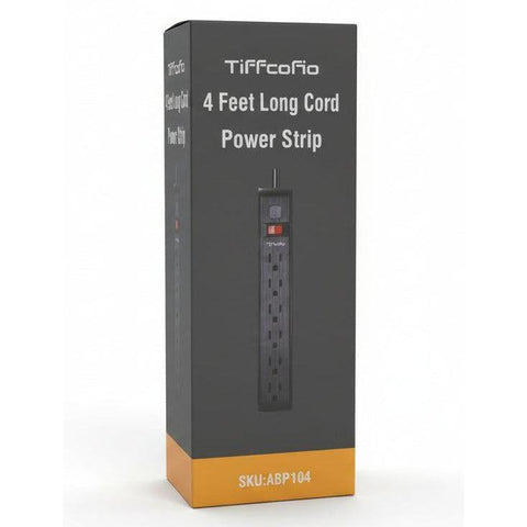 Wholesale-Tiffcofio ABP104 Power Strip 4 Feet with 6 Outlets - 2 Pack-Power Strip-Electro Vision Inc