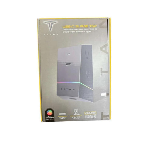 Wholesale-Titan 50268-P1 Surge Tap w/ 4-Outlet, 2 USB Ports (1A & 1C), 560J - Black-Surge Protector-Electro Vision Inc
