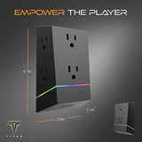 Wholesale-Titan 70612 Surge Tap w/ 6-Outlet, 1080J, Multi Color LED - Black-Power Strip-Electro Vision Inc