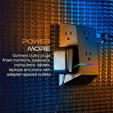 Wholesale-Titan 70612 Surge Tap w/ 6-Outlet, 1080J, Multi Color LED - Black-Power Strip-Electro Vision Inc