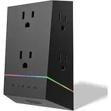 Wholesale-Titan 70612 Surge Tap w/ 6-Outlet, 1080J, Multi Color LED - Black-Power Strip-Electro Vision Inc