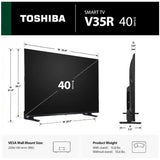 Wholesale-Toshiba 40V35RU Class V35 Series FHD 1080p Smart Fire TV 40"-Smart TV-Electro Vision Inc
