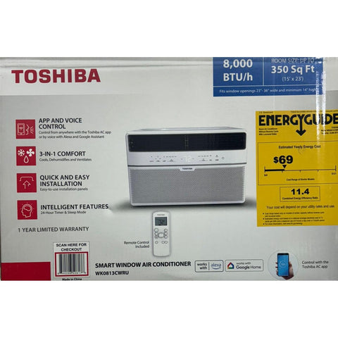 Wholesale-Toshiba 8,000 BTU 115-Volt Smart Wi-Fi Touch Control Window Air Conditioner with Remote-Electro Vision Inc