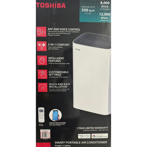Wholesale-Toshiba PX0811CWRU 12,000 BTU SMART WIFI PORTABLE AC-Electro Vision Inc