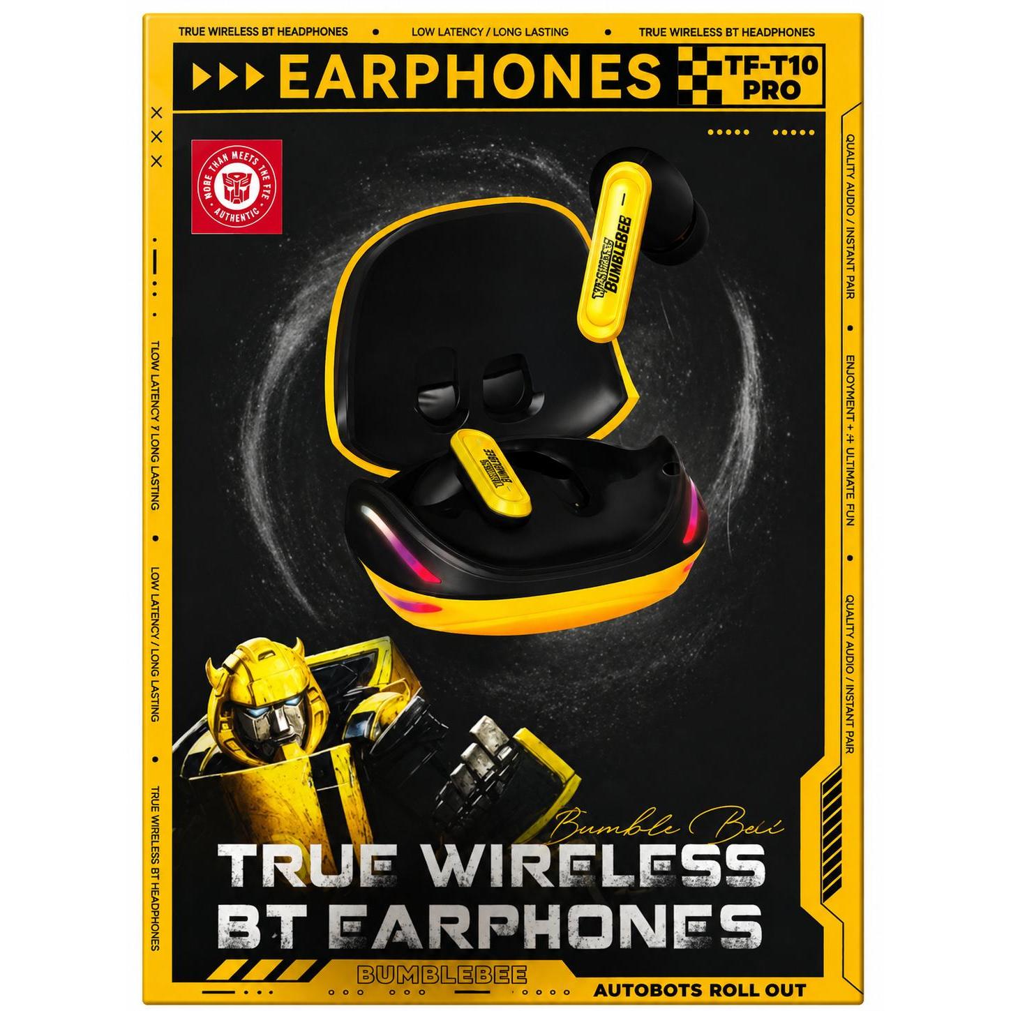 Wholesale-Transformers T10Y TWS Bluetooth Earbuds w/Charging Case - Yellow-Earbuds-Electro Vision Inc