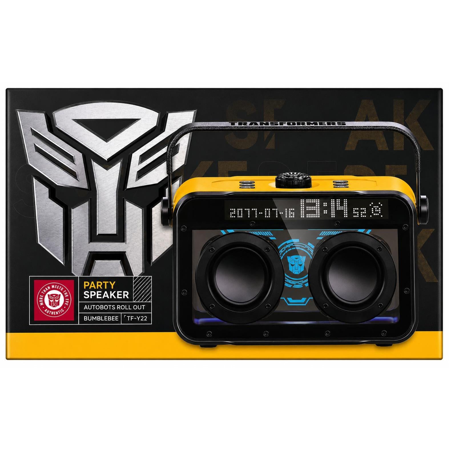 Wholesale-Transformers Y22 Boombox Bluetooth Speaker w/Mic & Clock Display - Yellow-Speaker-Electro Vision Inc