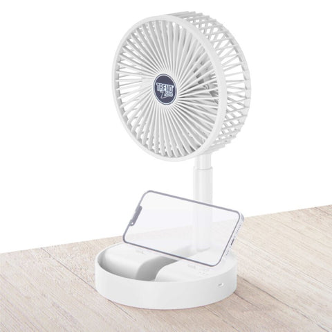 Wholesale-Trend Zone 6 inch Collapsible Desk Fan w Battery White-Electro Vision Inc