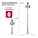 Wholesale-Tzumi 7329 - Halo Stick Pro 5" Ring Light with Extendable 5.5' Tripod-Ring Light-Electro Vision Inc