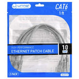 Wholesale-Unno CB4301GY Cable Cat6 Ethernet Patch Cord 1ft (3 pack)-Ethernet Cable-Electro Vision Inc