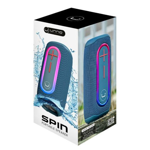 Wholesale-Unno SP9215BL Speaker Spin BT Waterproof TWS LED 20W - Blue-Speaker-Electro Vision Inc