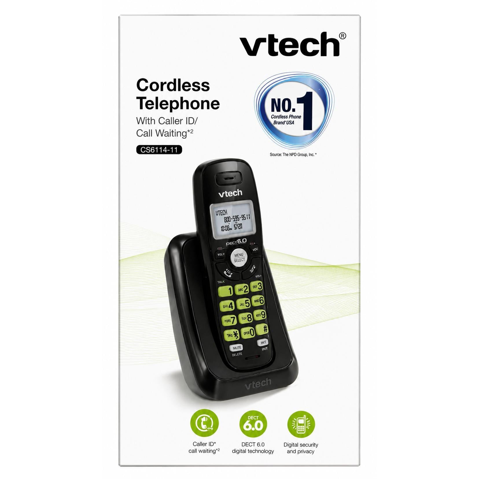 Wholesale-VTECH CS6114-11 Cordless Caller ID Phone - Black-Phone-Electro Vision Inc