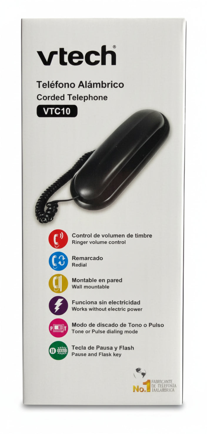 Wholesale-VTech VTC10 Corded Telephone (Black)-Phone-Electro Vision Inc