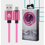 Wholesale-Volkano 20061-LPK Fashion series cable Type-C 1.8m - Lumo - Pink-Electro Vision Inc