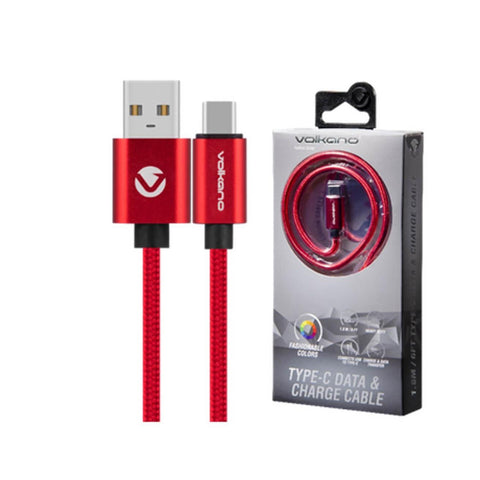 Wholesale-Volkano 20061-RD-US Fashion series cable Type-C 1.8m - Red-Electro Vision Inc